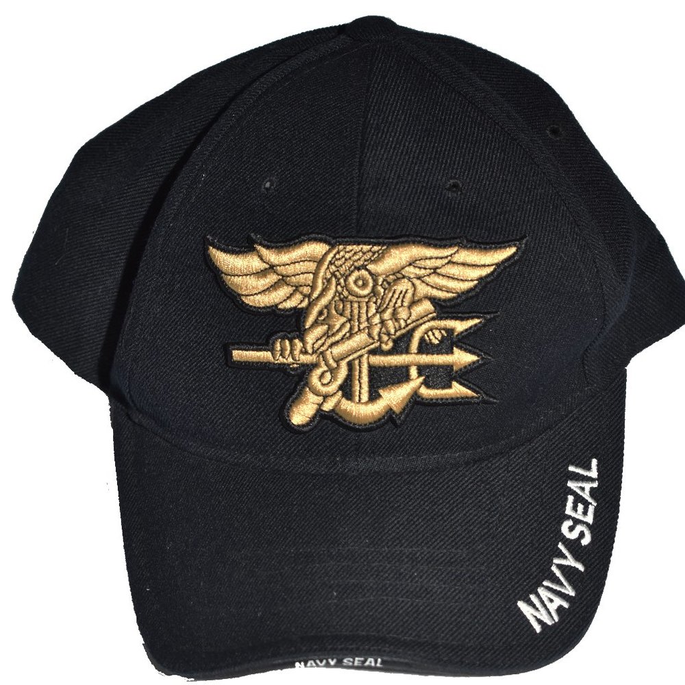 U.S. NAVY SEAL Hat NAVY Military Embroidered Adjustable - Black/Gold